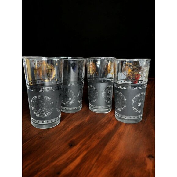 Vintage MCM Libbey Coin Design Highball Glass Set Of 4 - Picture 5 of 12